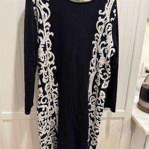 INC International Concepts Elegant Black and White Embroidered Dress